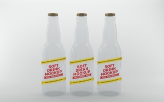 Soft Drink Mockup Three bottles with cork lids isolated on white background