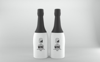 Wine Bottle Mockup white bottles with black caps isolated on white background