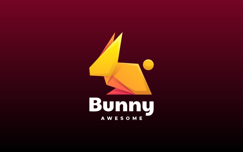 Bunny Gradient Low Poly Logo Logo Template