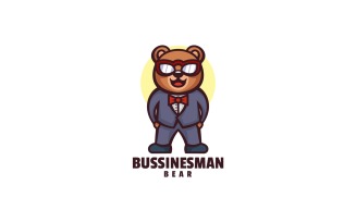 Businessman Bear Cartoon Logo