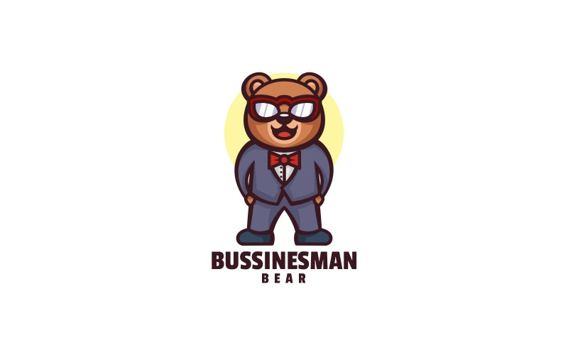 Businessman Bear Cartoon Logo Logo Template