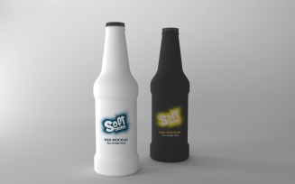 3D render of a Soft Drink White and Black bottles Mockup isolated on a white background