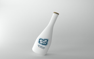 3d render of a Soft Drink white bottle Mockup with a crown cap isolated on white background