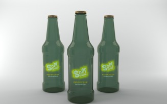 3D render of a Three Green bottles isolated on a white background