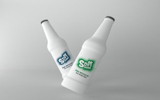 3d render of Two Soft Drink white bottles Mockup with cork lids isolated on gray background