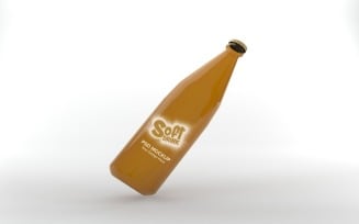 3D rendering of a brown smooth bottle Mockup isolated in the light background