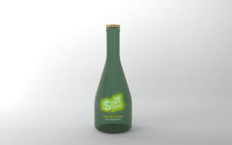 3D rendering of a green empty vodka bottle isolated in the light gray background