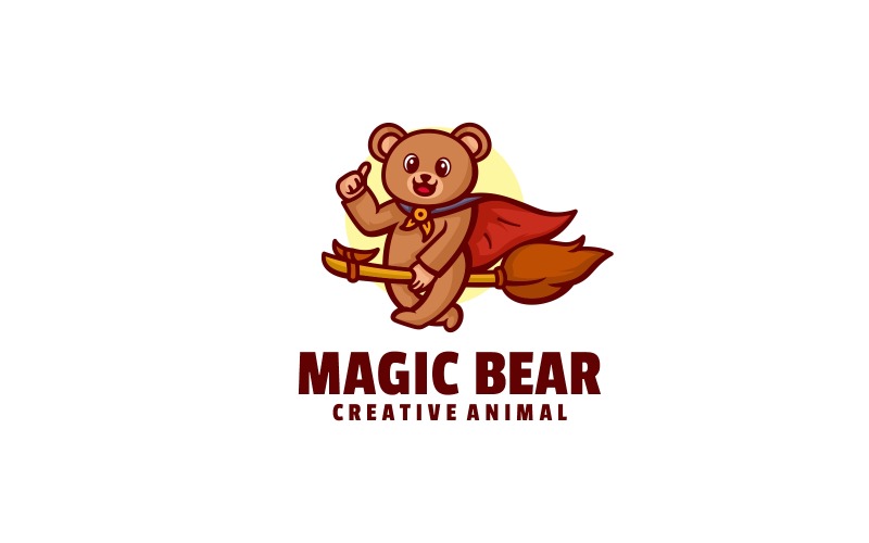 Magic Bear Mascot Cartoon Logo Logo Template