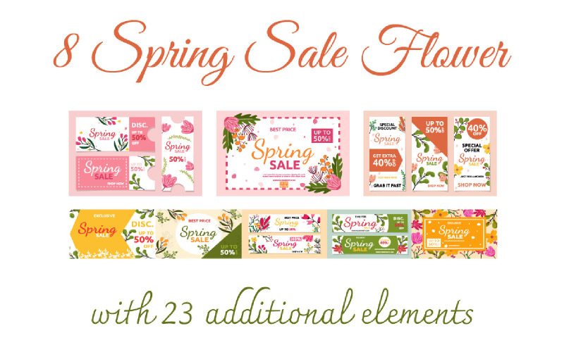 8 Spring Sale Flower with 23 Additional Elements 2 Illustration