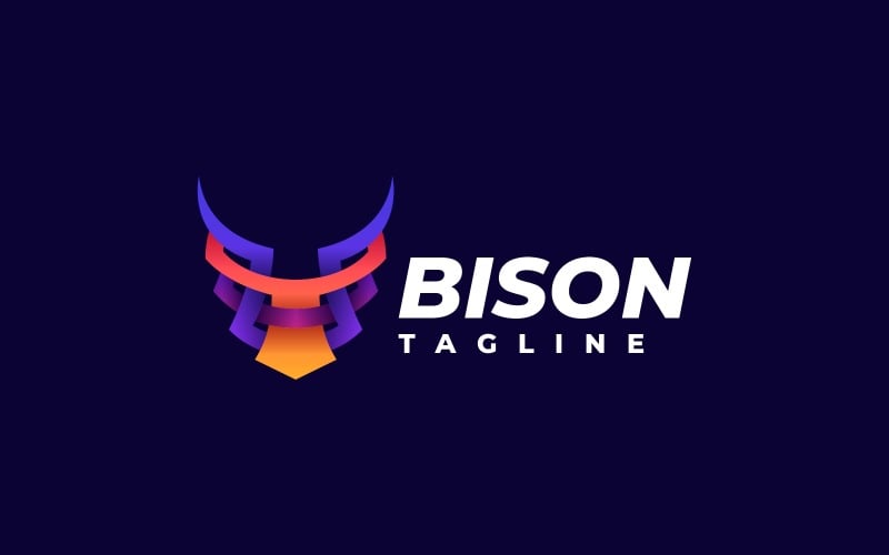 Bison Head Gradient Colorful Logo Logo Template