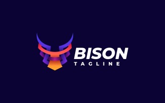 Bison Head Gradient Colorful Logo