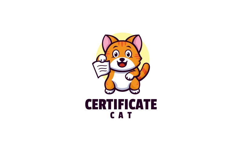 Certificate Cat Cartoon Logo Logo Template