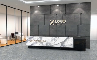 3D rendering of a modern office Hotel reception interior