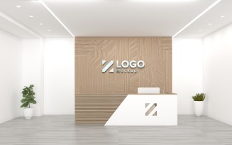 3D rendering of a modern office reception interior Mockup