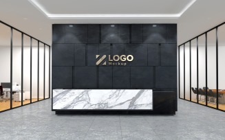 3D rendering of a modern office reception interior Template