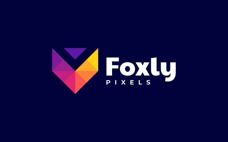 Fox Pixels Gradient Colorful Logo Logo Template