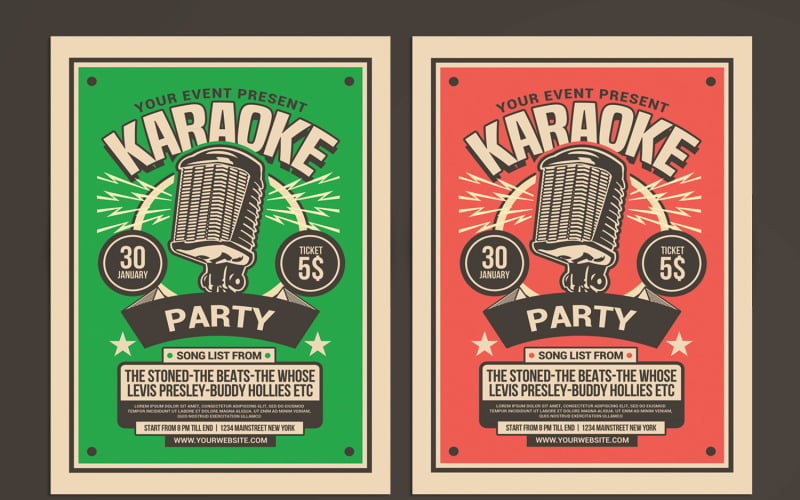 Karaoke Party Retro Flyer Corporate Identity