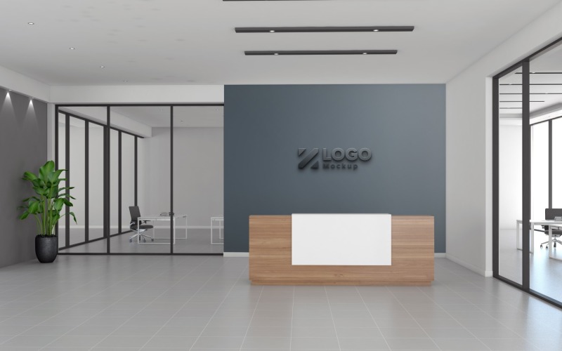 Modern Office or Hotel Reception interior Logo Product Mockup