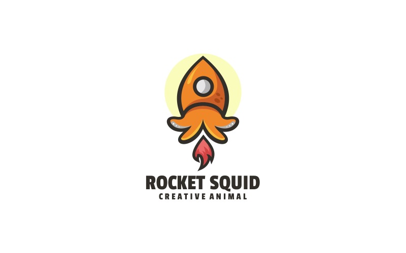 Rocket Squid Simple Mascot Logo Logo Template