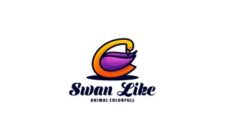 Swan Mascot Colorful Logo