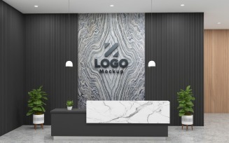 Interior of a Hotel reception modern style with Black Wall Logo