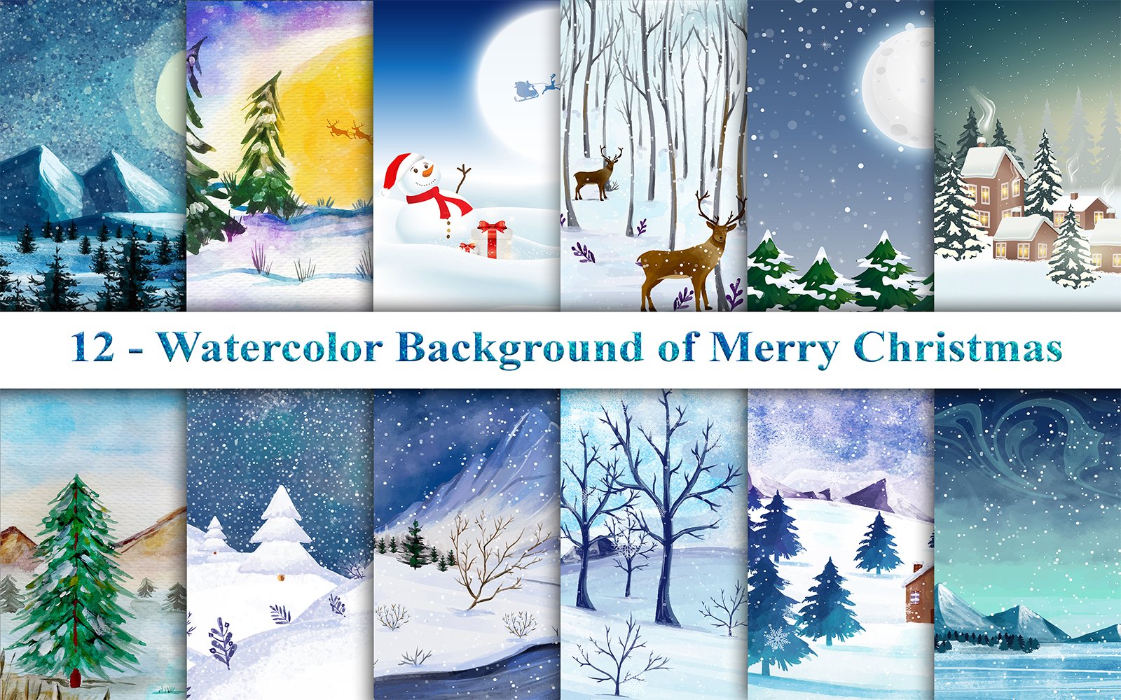 Kit Graphique #223285 Christmas Watercolor Divers Modles Web - Logo template Preview