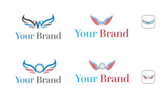 A W Wing Logo or M W Wing Logo Vector Template