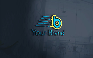 B Logo With Technology Vector template design