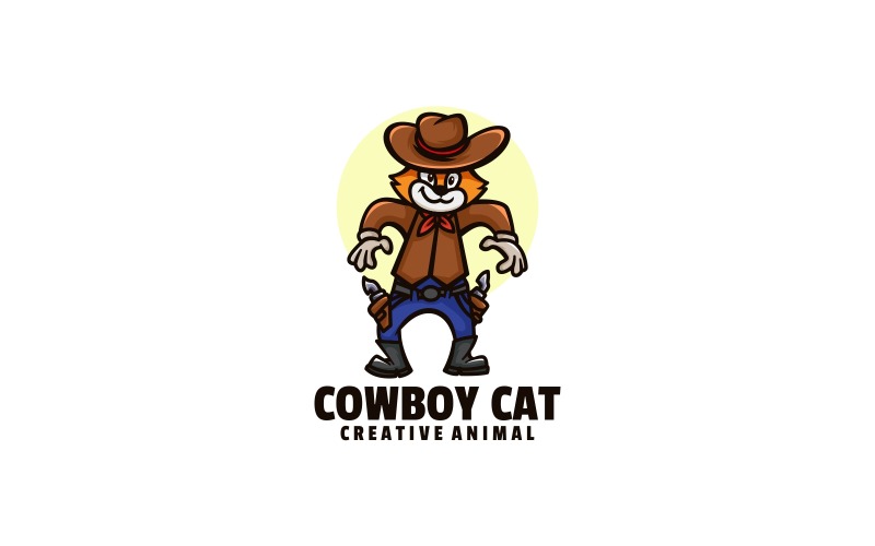 Cowboy Cat Cartoon Logo Style Logo Template