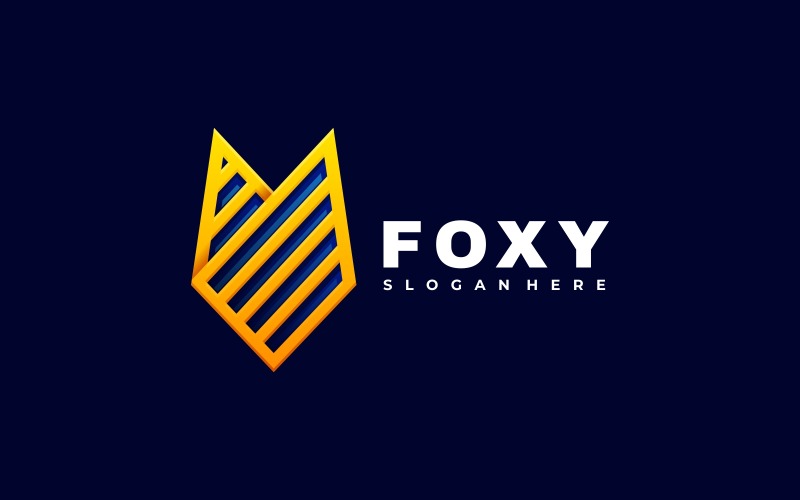 Fox Head Line Art Gradient Logo Logo Template