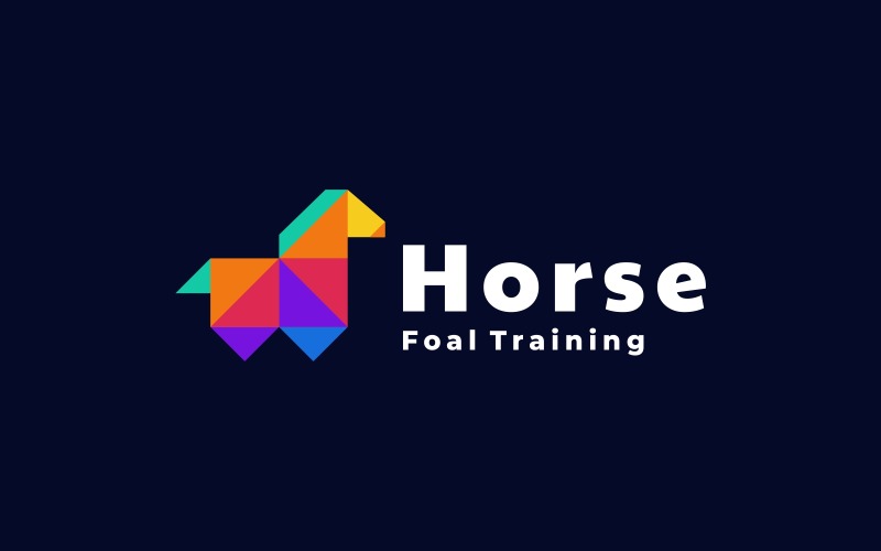 Horse Low Poly Colorful Logo Logo Template