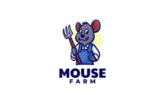 Mouse Farm Cartoon Logo Style