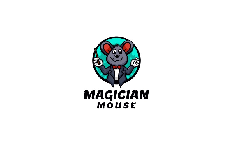 Mouse Magician Cartoon Logo Logo Template
