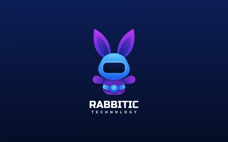 Rabbit Robotic Gradient Logo Logo Template