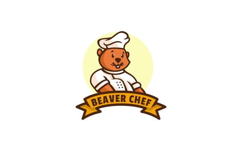 Beaver Chef Mascot Cartoon Logo Logo Template
