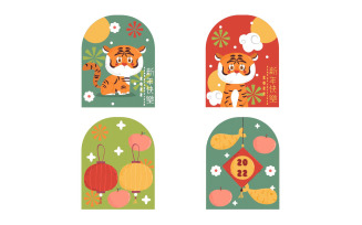 Chinese New Year 2022 Labels Illustration