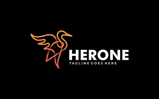 Heron Line Art Gradient Logo