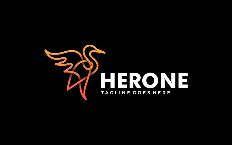 Heron Line Art Gradient Logo Logo Template