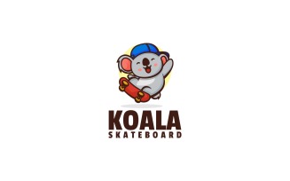 Koala Skateboard Cartoon Logo Style