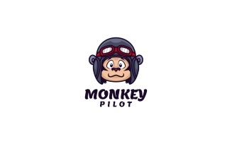 Monkey Pilot Cartoon Logo