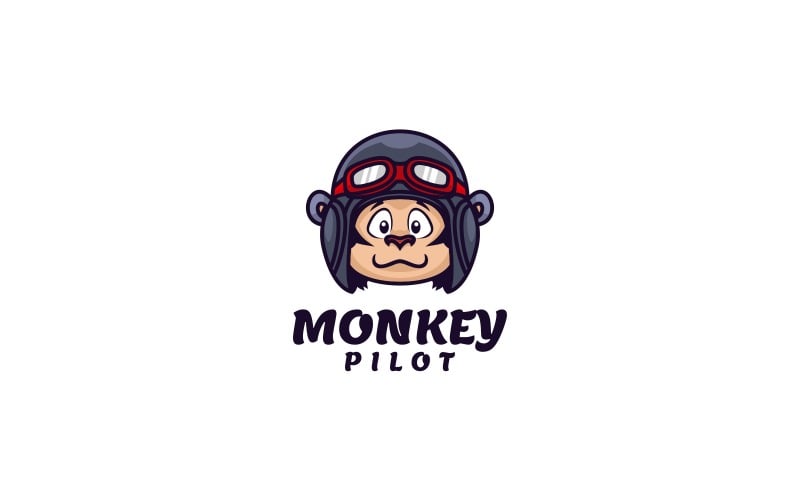 Monkey Pilot Cartoon Logo Logo Template
