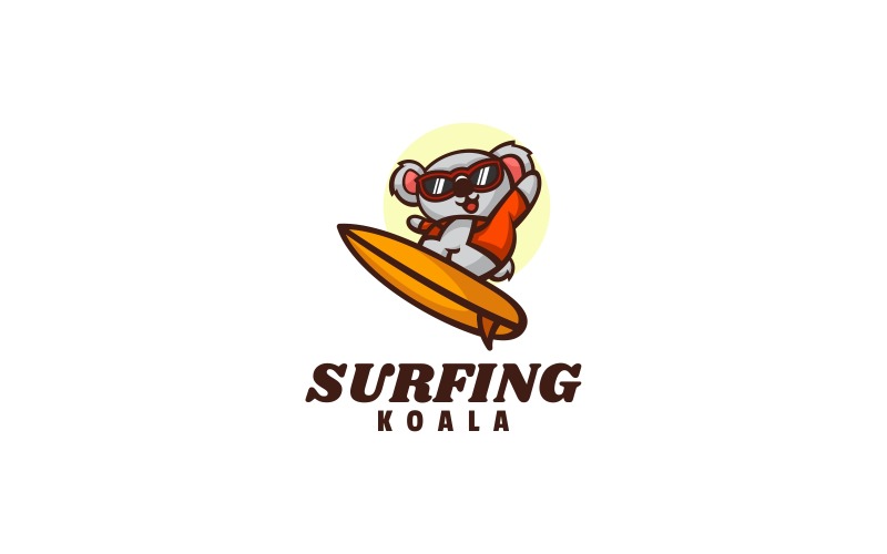 Surfing Koala Cartoon Logo Logo Template