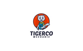 Tiger Mechanic Cartoon Logo
