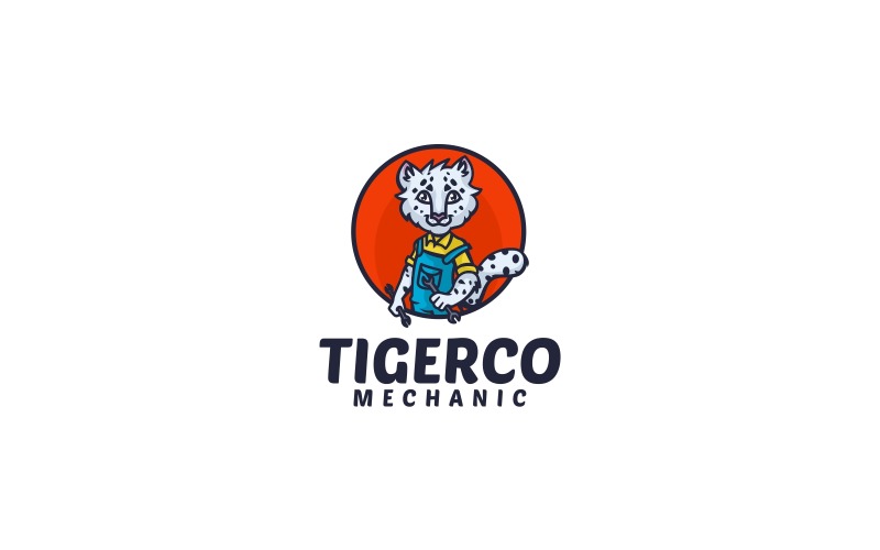 Tiger Mechanic Cartoon Logo Logo Template