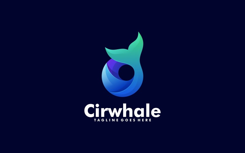 Circle Whale Gradient Logo Style Logo Template