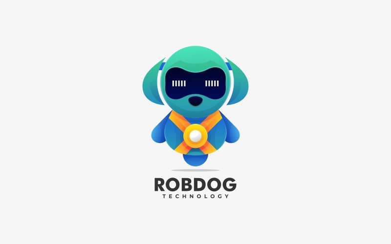 Robot Dog Gradient Logo Style Logo Template