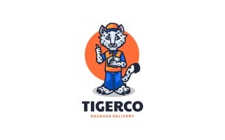 Tiger Package Delivery Cartoon Logo