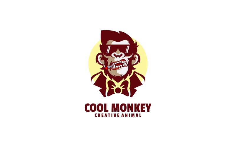 Cool Monkey Cartoon Silhouette Logo Logo Template