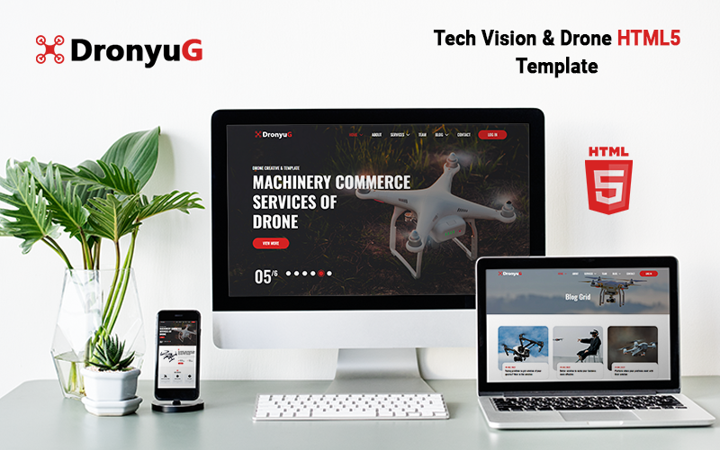 Dronyug - Tech Vision & Drone HTML5 Template Website Template