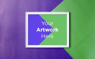 Horizontal Wooden Frame Mockup with Green And purple Color paper Background